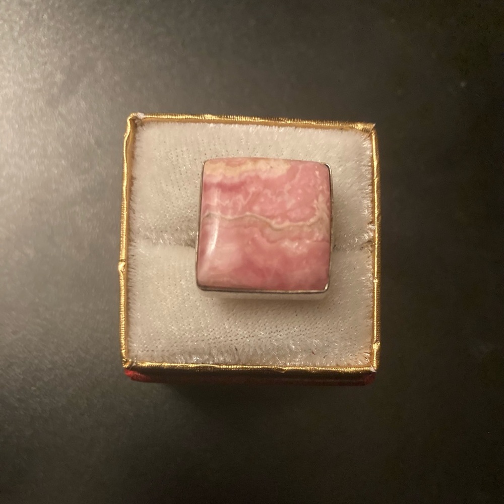 Pink Rodochrosite Genuine Gemstone Solid Sterling… - image 1